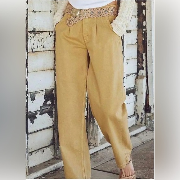 Free People Chino Loose Fit Pleated Pants Y2K Oversized Utility Size 26 - Picture 9 of 10